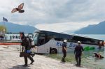 Ônibus no Lago Léman Crédito: AFP, Keystone