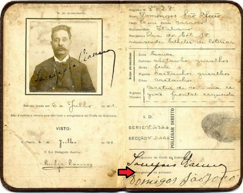 Carteira de Identidade ― Início do séc. XX