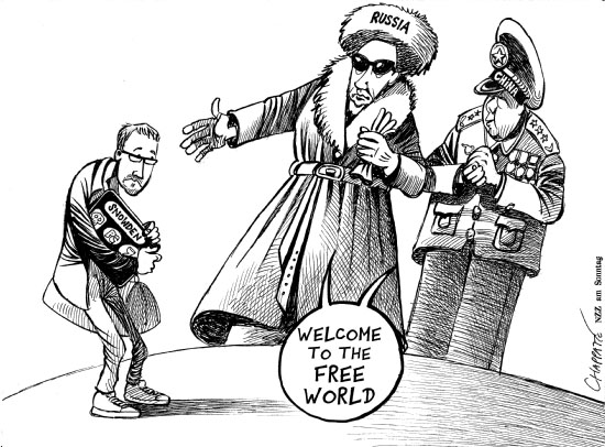 Bem-vindo ao mundo livre! by Chappatte, desenhista suíço