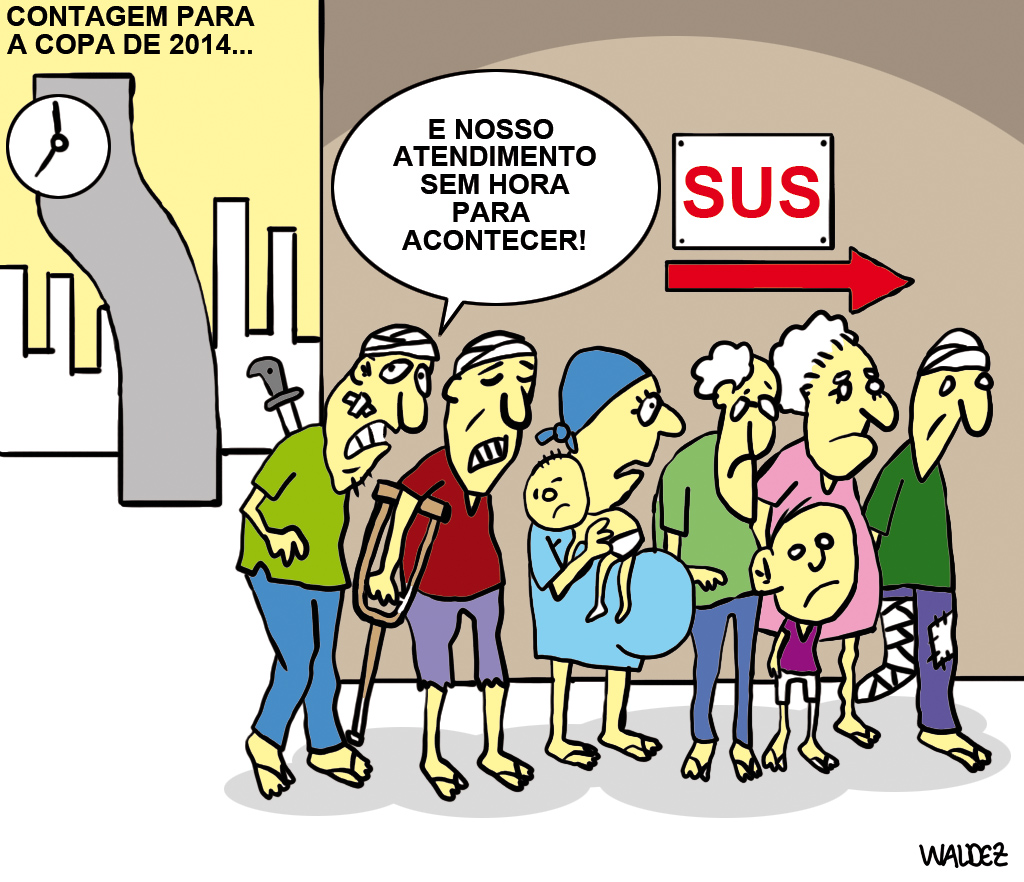 A Copa e a fila do SUS by Waldez Duarte, desenhista paraense
