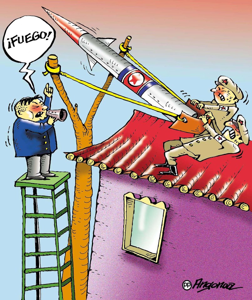 Tecnologia da Coreia do Norte vista por Angonoa, desenhista argentino