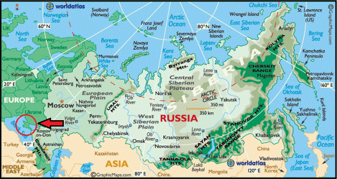 Rússia e península da Crimeia