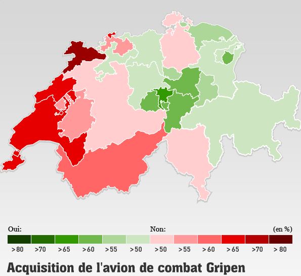 Voto sobre os caças Gripen Resultado de cada cantão