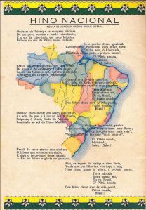 Caderno escolar com Hino na 4a. capa