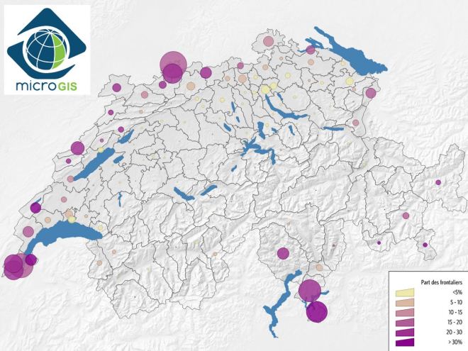 Presença de trabalhadores "frontaleiros" em diversas regiões da Suíça