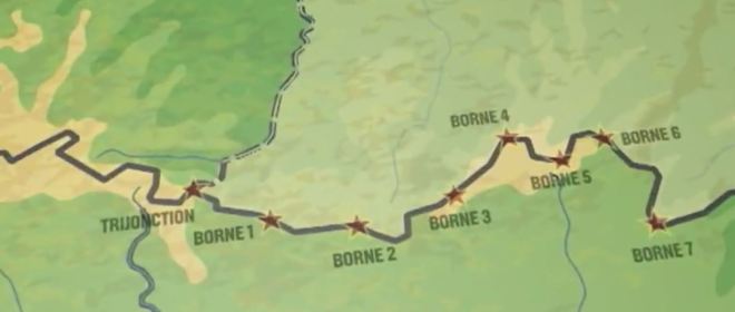 Borne = marco divisório Trijonction = fronteira tríplice