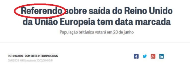 Chamada d'O Globo, 20 fev° 2016