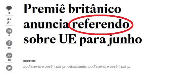 Chamada do Estadão, 20 fev° 2016