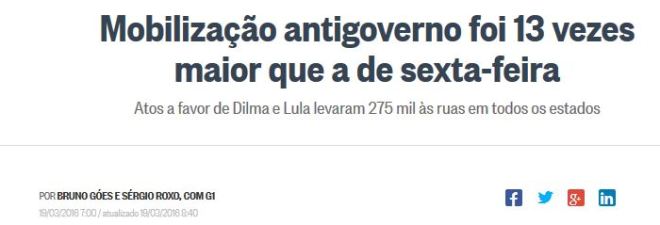 Chamada de O Globo, 19 mar 2016