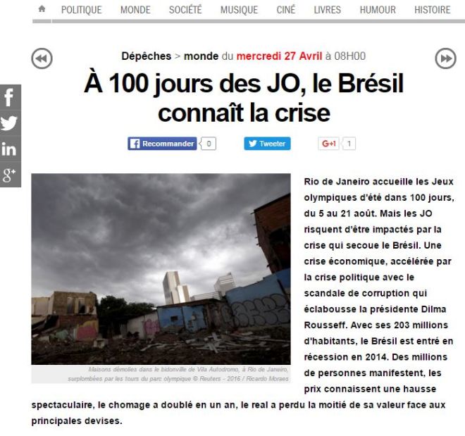 A 100 dias dos JOs, o Brasil atravessa crise