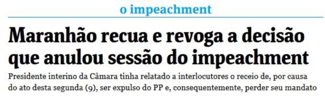 Chamada Folha de São Paulo, 10 maio 2016