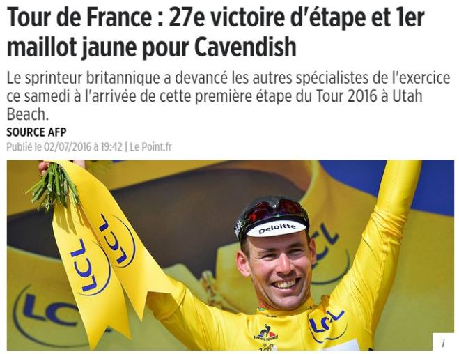 Cavendish: vencedor da primeira etapa do Tour de France