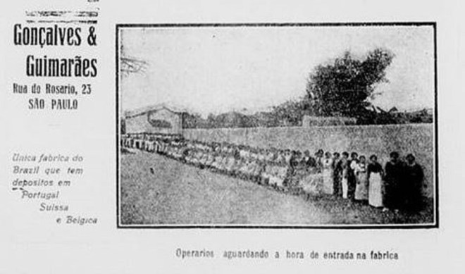 Direito de fazer fila na entrada da fábrica São Paulo, anos 1910