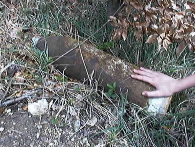 Obus da guerra 1914-1918 não-explodido 