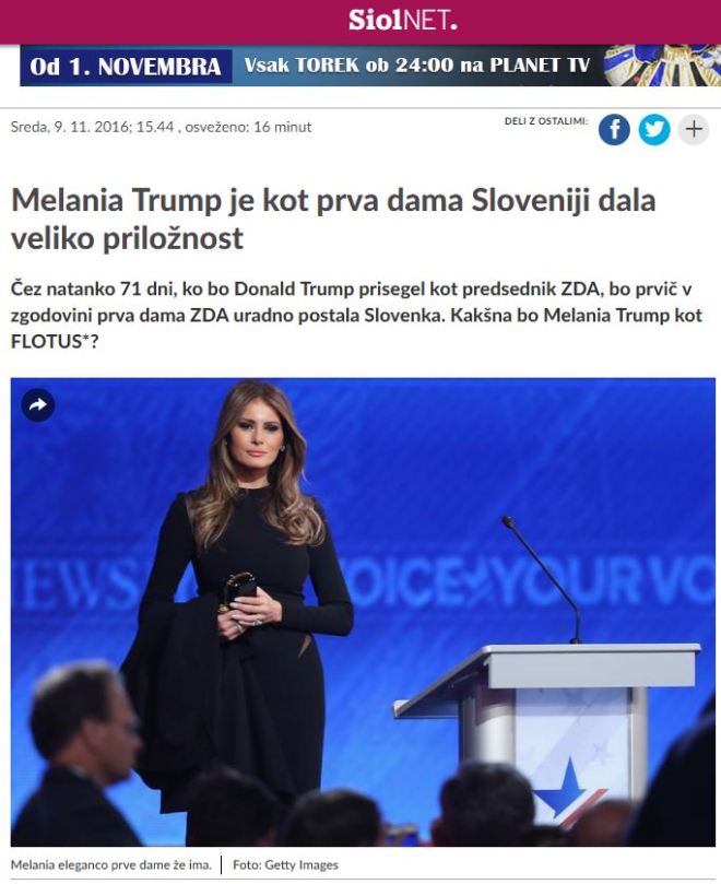 Chamada da mídia eslovena, 9 nov° 2016