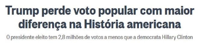 Chamada do jornal O Globo, 13 dez° 2016